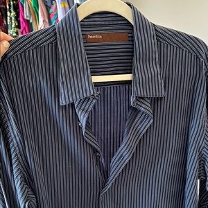 Perry Ellis Men's Dark Blue Pinstripe Shirt